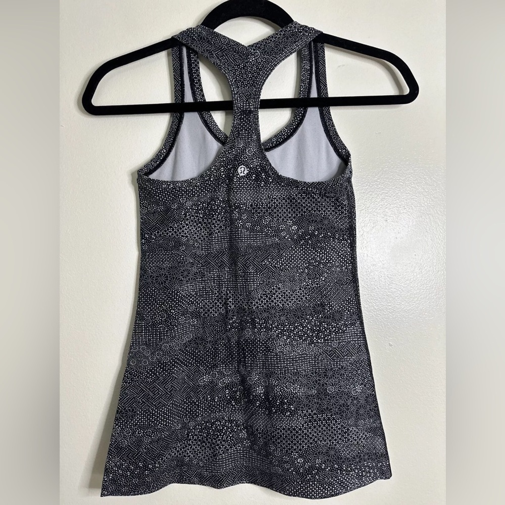 lululemon athletica Black Patterned Racerback Tank Top